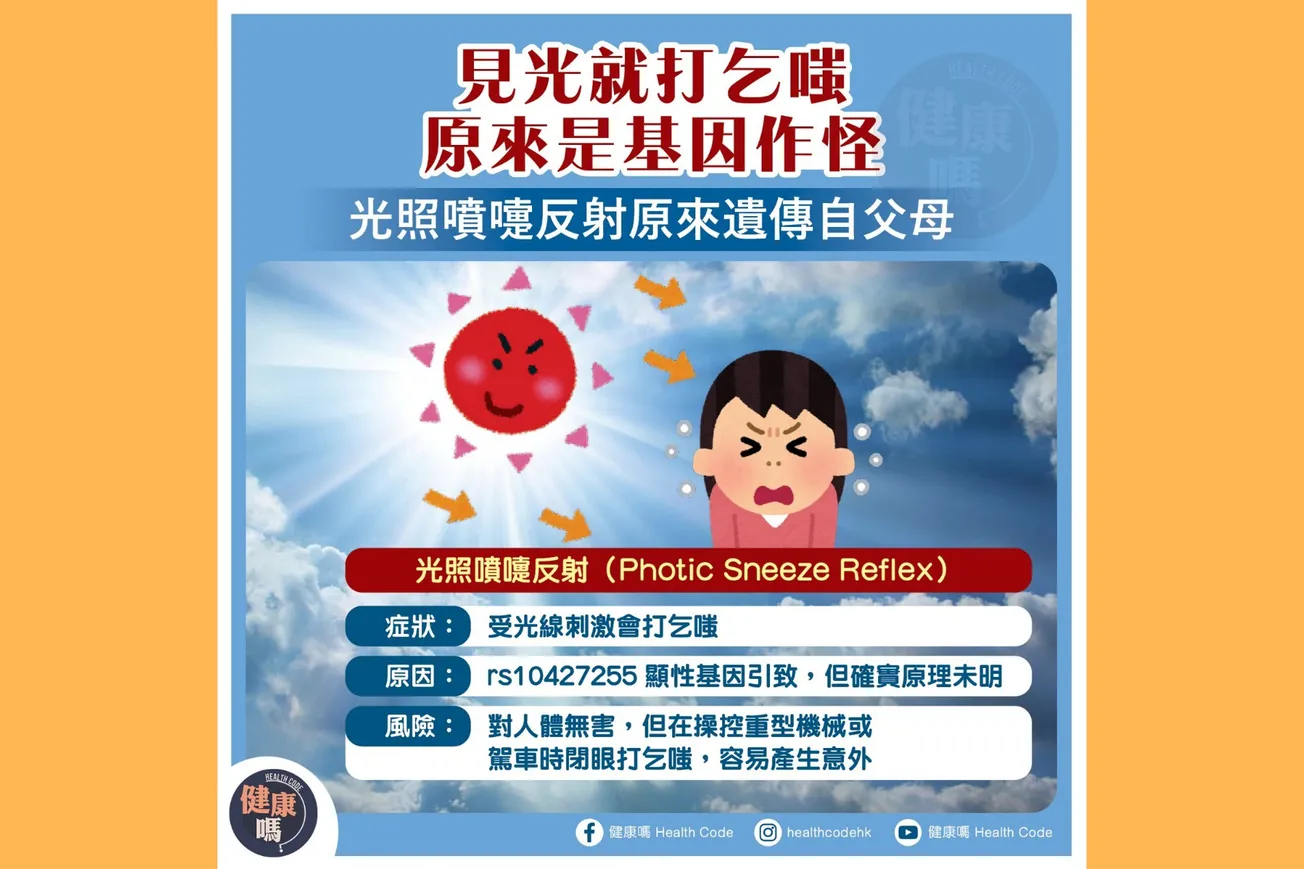 見光就打乞嗤 原來是基因作怪 光照噴嚏反射原來遺傳自父母
