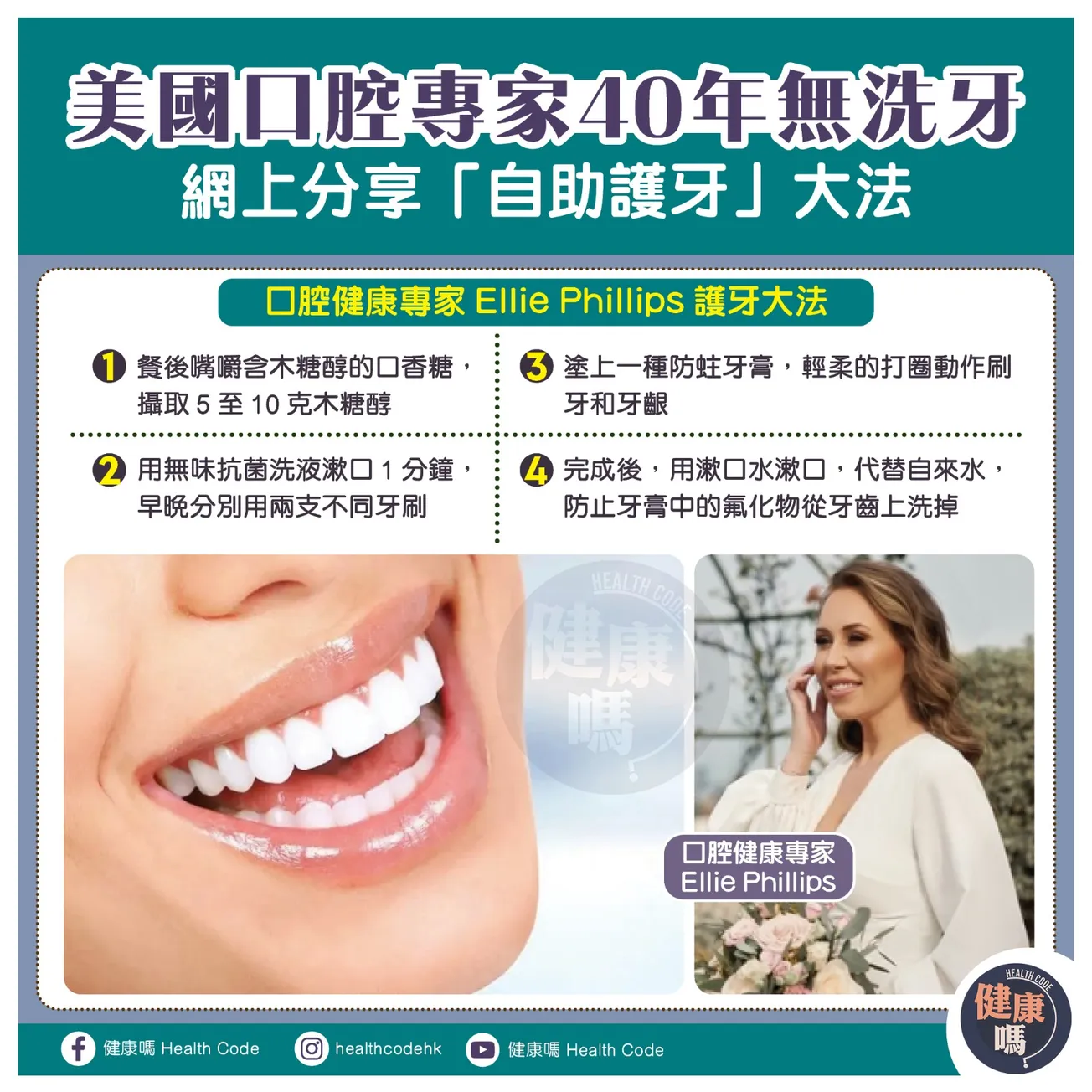 美國口腔專家40年無洗牙 網上分享「自動護牙」大法