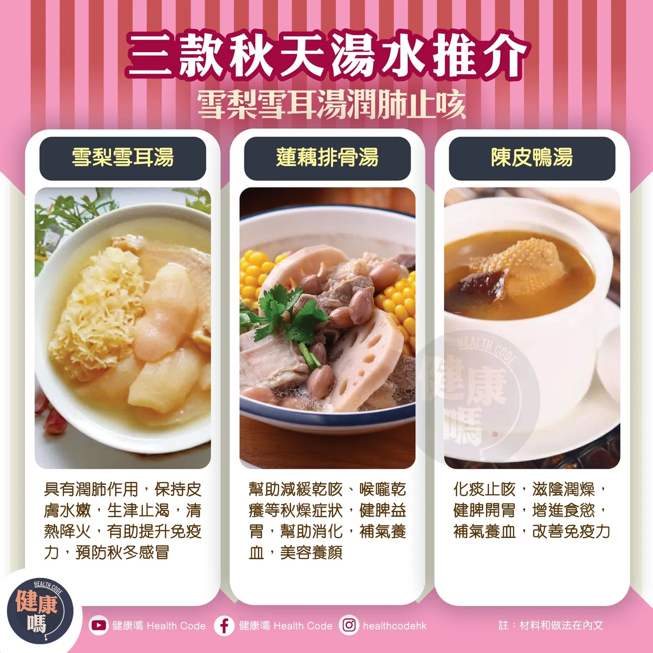 三款秋天湯水推介 雪梨雪耳湯潤肺止咳