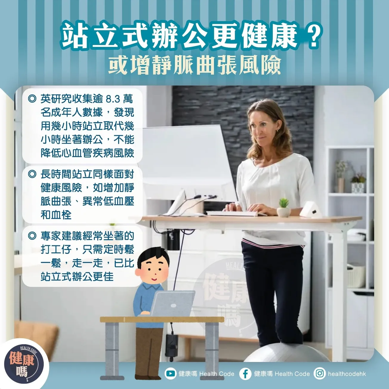 站立式辦公更健康？或增靜脈曲張風險