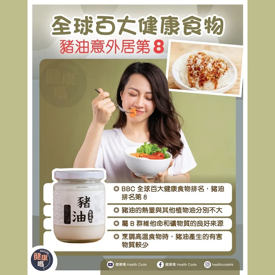 全球百大健康食物 豬油意外居第8